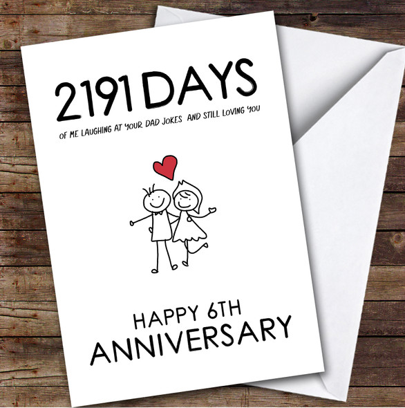 6th Wedding Anniversary Card Personalised Husband Dad Jokes