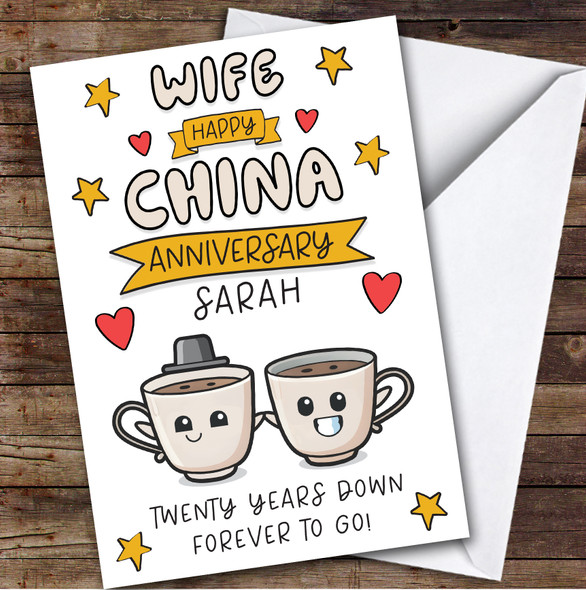 20th Wedding Anniversary Card Personalised 20 Years China Wife Cup Couple