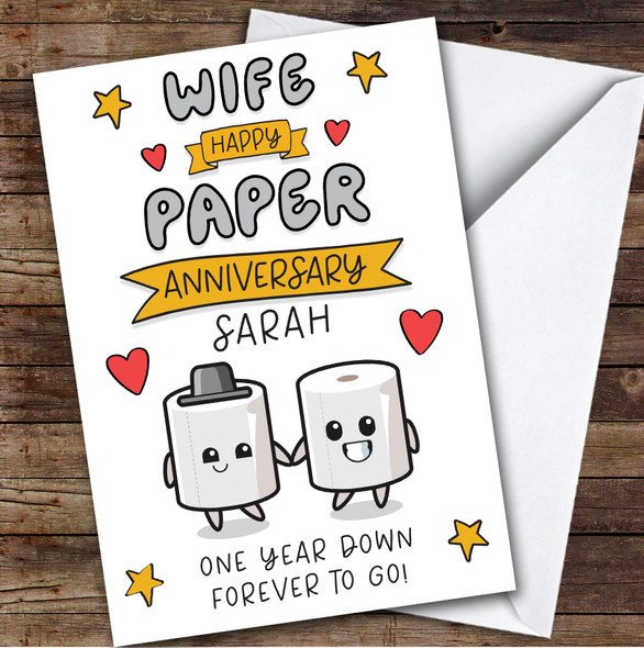 1st Wedding Anniversary Card Personalised 1 Year Paper Wife Toilet Roll Couple