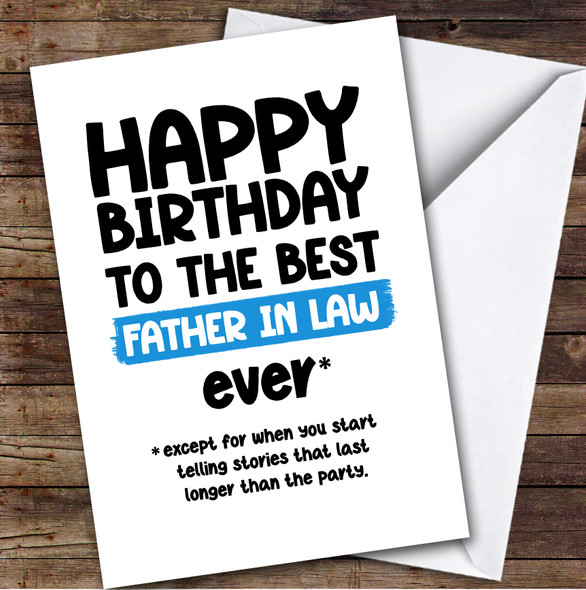 Funny Happy Birthday Card Personalised The Father-In-Law Ever