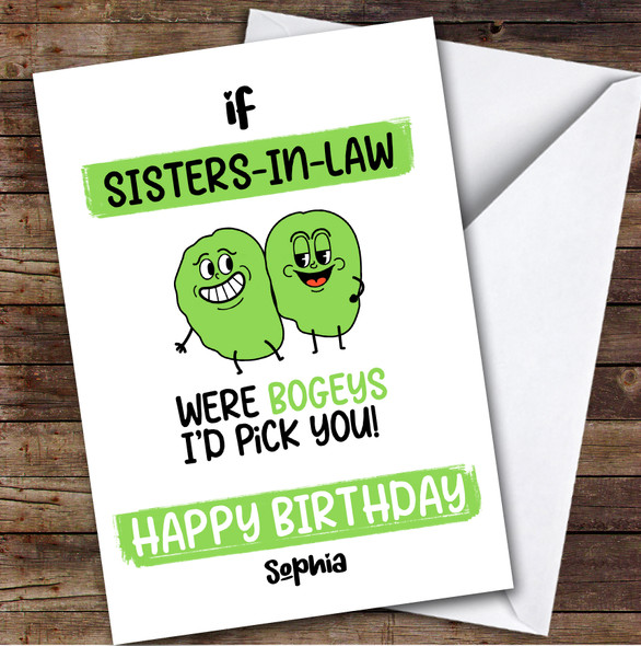 Funny Bogey Sister-In-Law Birthday Card Personalised