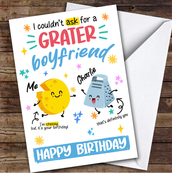 Funny Cheesy Birthday Card Personalised Boyfriend