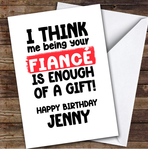 Funny Fiancee Birthday Card Personalised