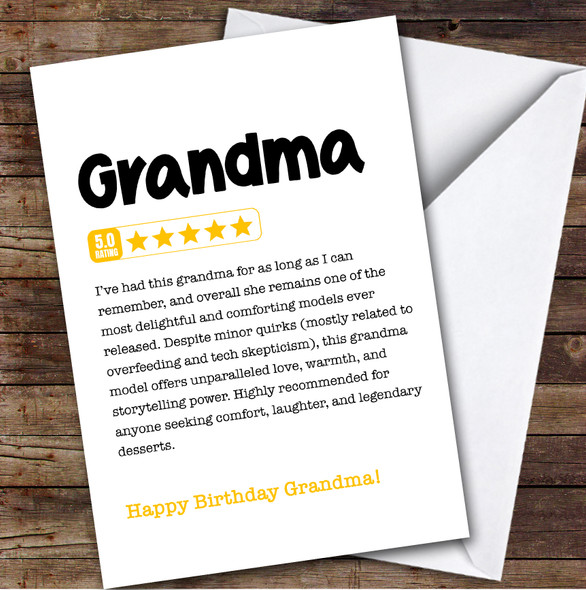 Funny Any Review Birthday Card Personalised Grandma