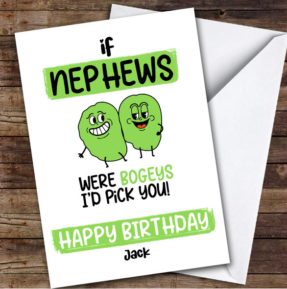 Funny Bogey Nephew Birthday Card Personalised