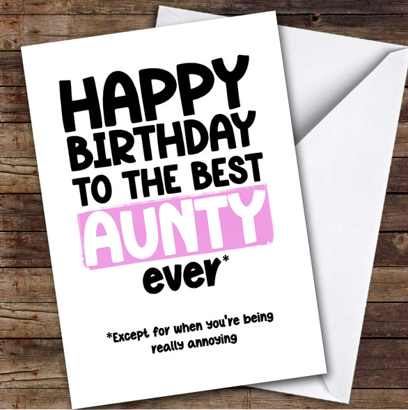 Funny Birthday Card Personalised The Best Aunty Ever