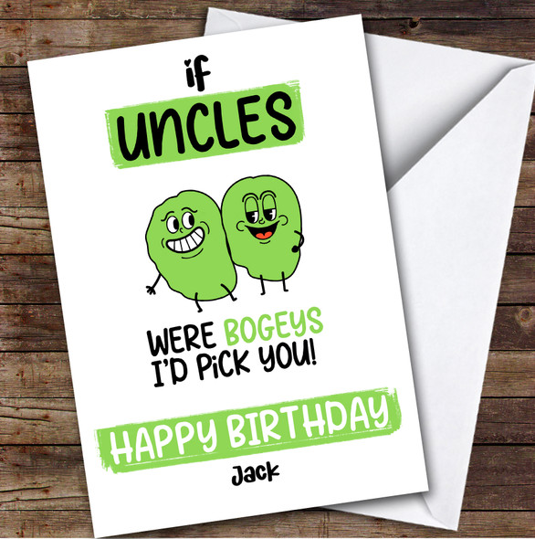 Funny Bogey Uncle Birthday Card Personalised