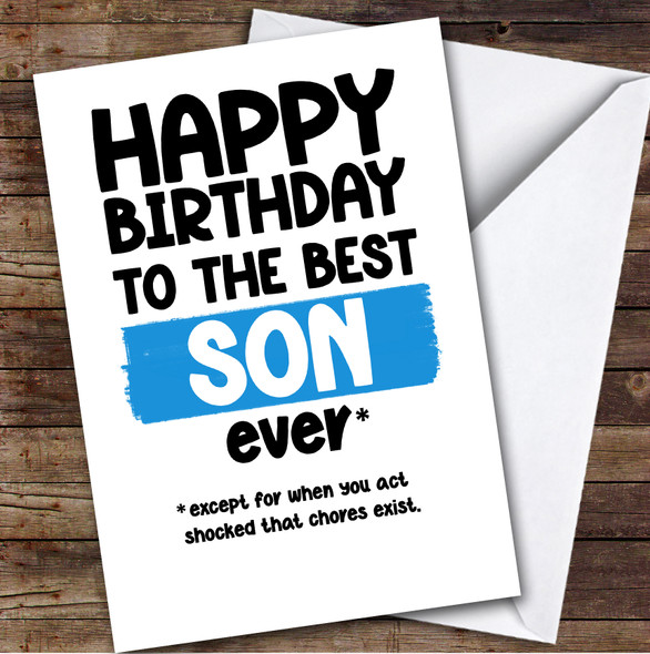 Funny Happy Birthday Card Personalised The Best Son Ever