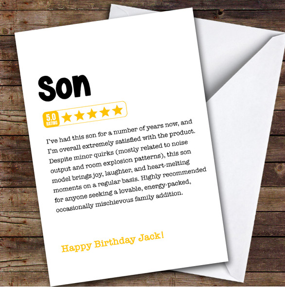 Any Review Funny Birthday Card Personalised Son