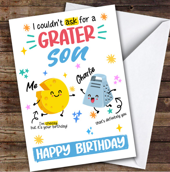 Funny Cheesy Birthday Card Personalised Son
