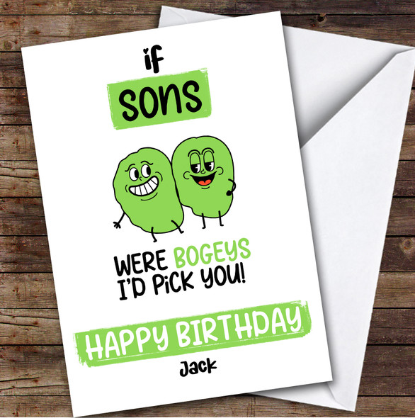 Funny Bogey Son Birthday Card Personalised
