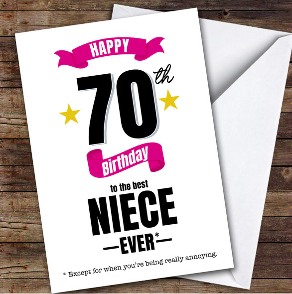 70th Birthday Card Personalised The Best Nice Ever
