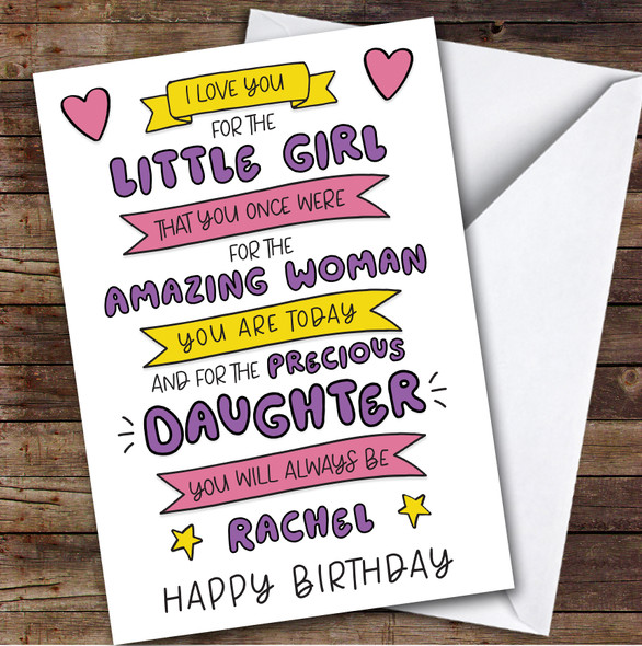 Birthday Card Personalised Daughter Little Girl Amazing Woman