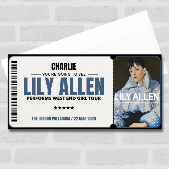 Lily Allen West End Girl Tour Personalised Voucher Surprise Concert Ticket