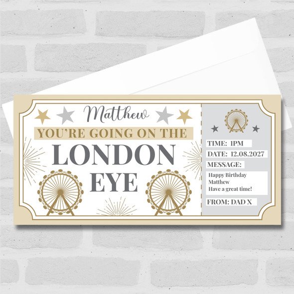 London Eye Stars Gold Personalised Gift Voucher Surprise Ticket