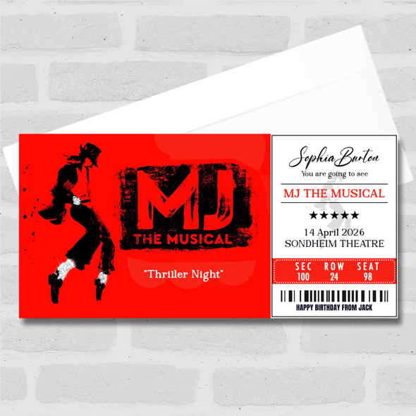 Mj The Musical Personalised Gift Voucher Surprise Theatre Ticket