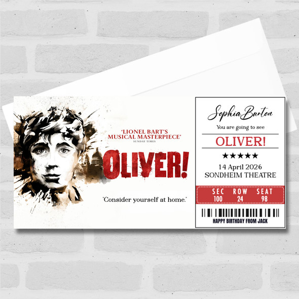 Oliver! Personalised Gift Voucher Surprise Theatre Ticket