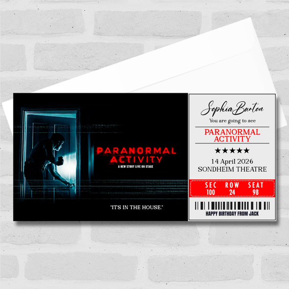 Paranormal Activity Personalised Gift Voucher Surprise Theatre Ticket