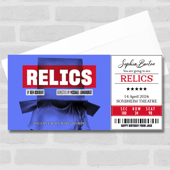 Relics Personalised Gift Voucher Surprise Theatre Ticket