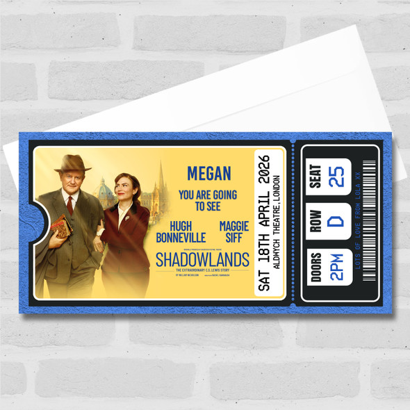 Shadowlands Show Personalised Gift Voucher Surprise Theatre Ticket