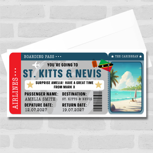 St Kitts And Nevis Boarding Pass Personalised Gift Voucher Surprise Trip Ticket