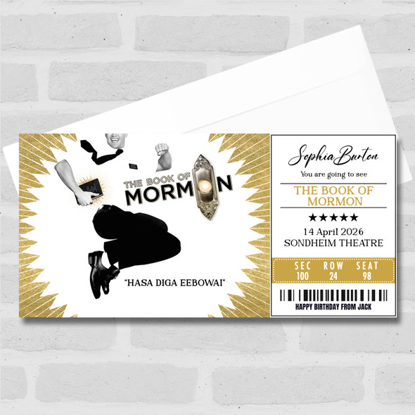 The Book Of Mormon Personalised Gift Voucher Surprise Theatre Ticket