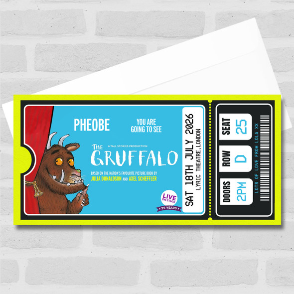 The Gruffalo Show Personalised Gift Voucher Surprise Theatre Ticket