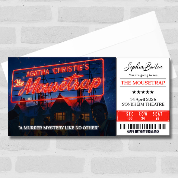 The Mousetrap Personalised Gift Voucher Surprise Theatre Ticket