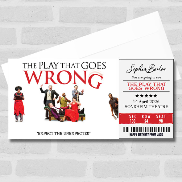 The Play That Goes Wrong Personalised Gift Voucher Surprise Theatre Ticket