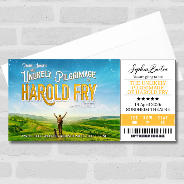 Unlikely Pilgrimage Of Harold Fry Personalised Voucher Theatre Surprise Ticket