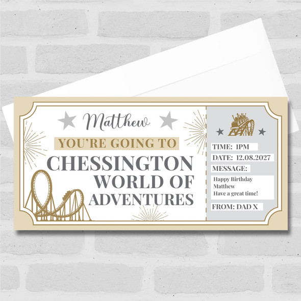 Theme Park Chessington World Of Adventures Personalised Voucher Surprise Ticket