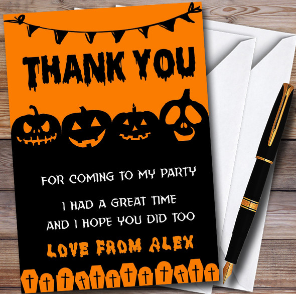 Scary Pumpkin & Graves Personalised Halloween Party Thank You Cards