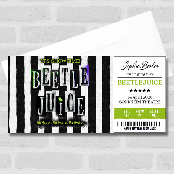 Beetlejuice Personalised Gift Voucher Surprise Theatre Ticket