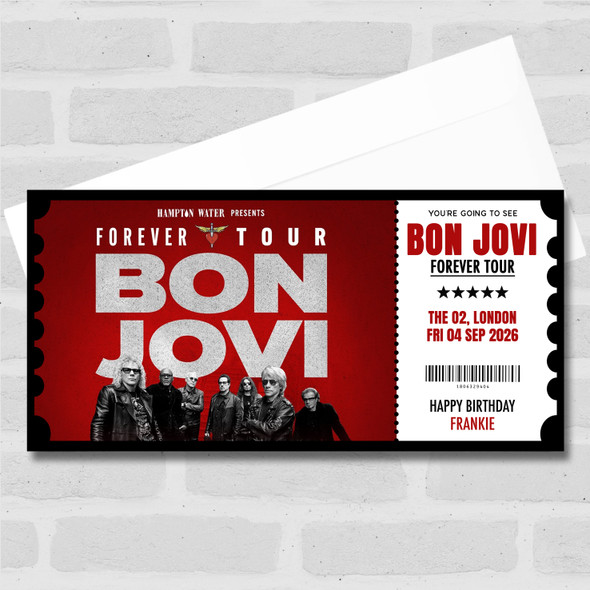 Bon Jovi Forever Tour Concert Personalised Gift Voucher Surprise Ticket