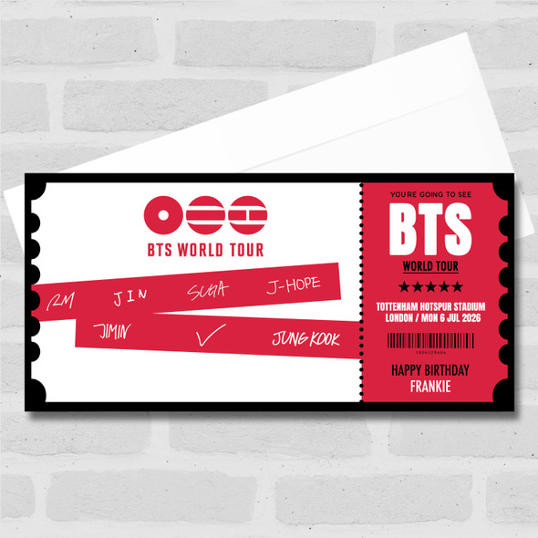 BTS World Tour Concert Personalised Gift Voucher Surprise Ticket