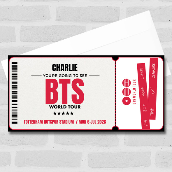BTS World Tour Personalised Gift Voucher Surprise Concert Ticket