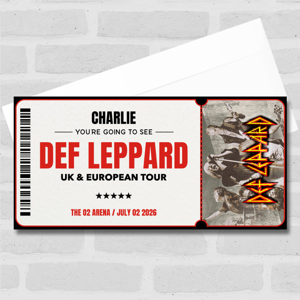 Def Leppard Tour Personalised Gift Voucher Surprise Concert Ticket