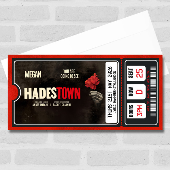 Hadestown Show Personalised Gift Voucher Surprise Theatre Ticket