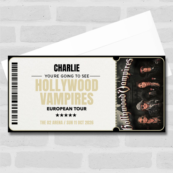 Hollywood Vampires European Tour Personalised Voucher Surprise Concert Ticket