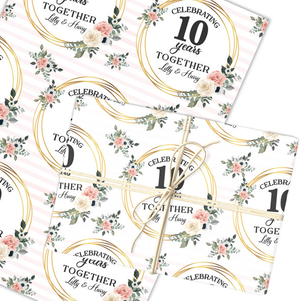 Personalised Wrapping Paper Wedding Anniversary Any Year Custom Gift Wrap