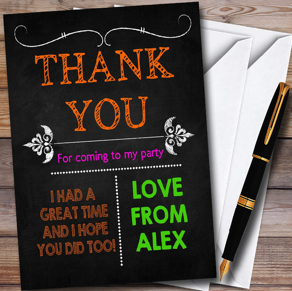 Colourful Chalk Style Halloween Halloween Party Thank You Cards