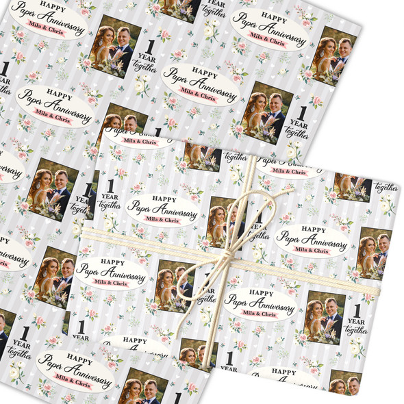 Personalised Wrapping Paper 1st Paper Wedding Anniversary Photo Gift Wrap