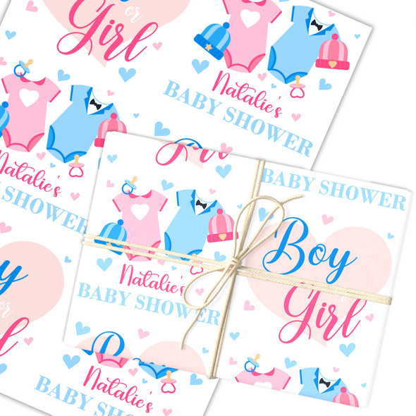 Personalised Wrapping Paper Baby Shower Boy Girl Gender Reveal Custom Gift Wrap