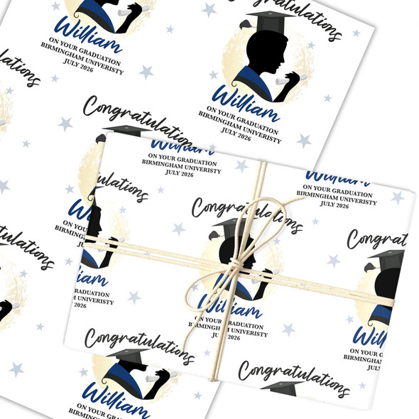 Personalised Wrapping Paper Graduation Male Him Graduation Hat Custom Gift Wrap