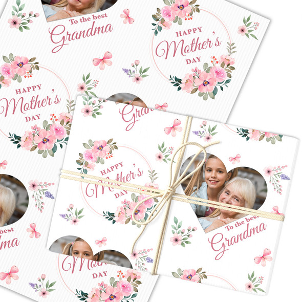 Personalised Wrapping Paper Mother's Day Grandma Pink Heart Photo Gift-Wrap