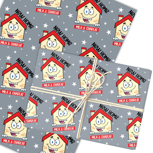 Personalised Wrapping Paper New Home Cartoon House Custom Gift Wrap