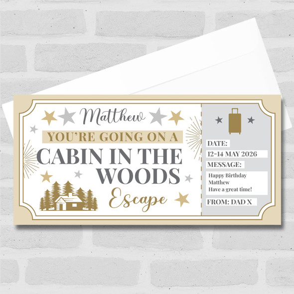 Cabin In The Woods Escape Personalised Gift Voucher Surprise Trip Holiday Ticket