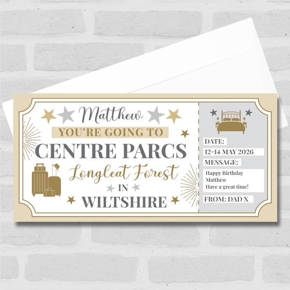 Centre Parcs Stars Gold Personalised Gift Voucher Surprise Trip Holiday Ticket