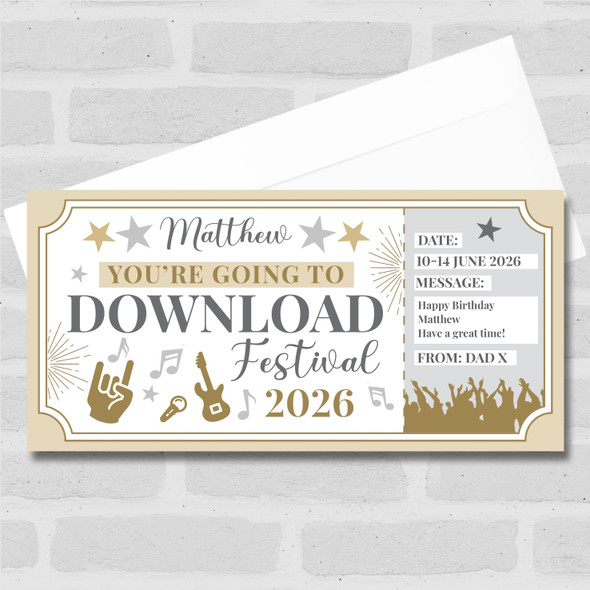 Download Festival Stars Gold Personalised Gift Voucher Surprise Ticket