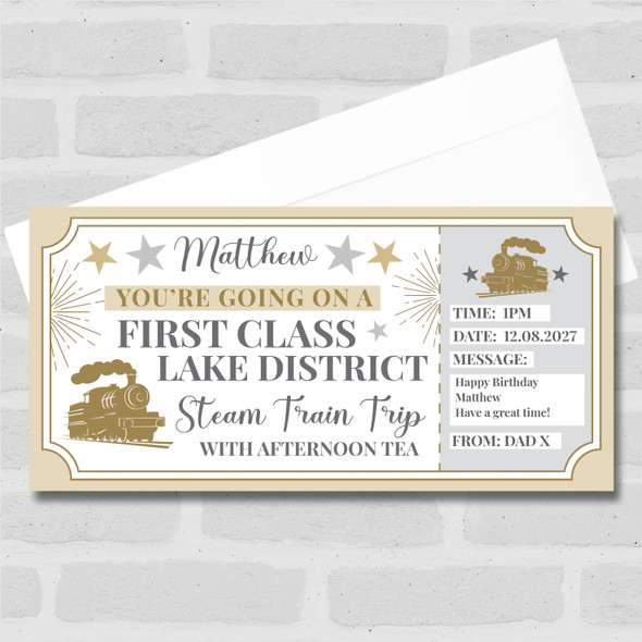 First Class Lake District Steam Train Personalised Gift Voucher Surprise Ticket